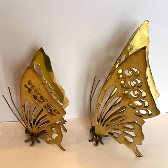 Mid Century Modern brass butterflies; must see MCM decor - Picture 2 of 5